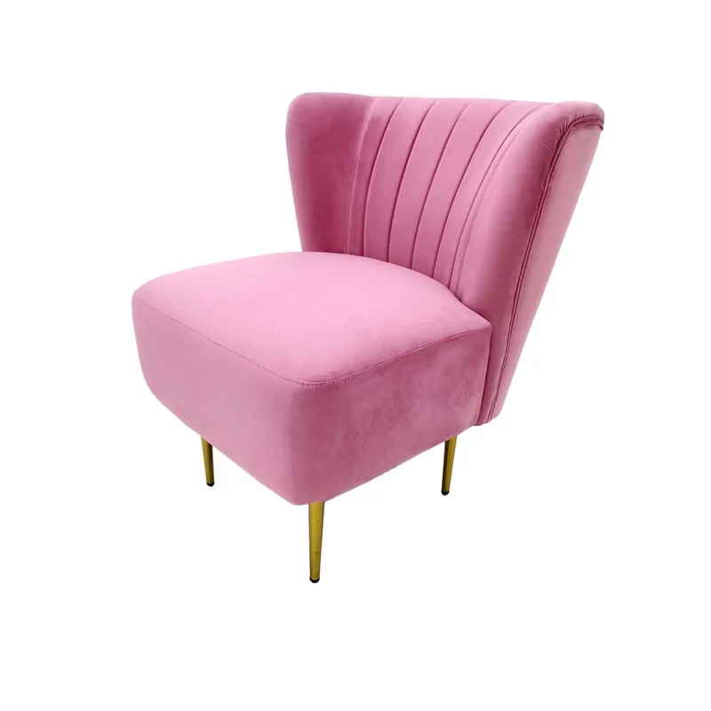 F-AC103-PI Ella accent chair in mid pink velvet with gold legs