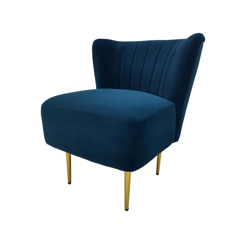 F-AC103-TL Ella accent chair in teal velvet with gold legs