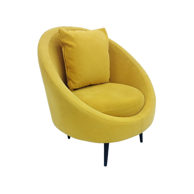 F-AC107-YL Odette accent chair in yellow velvet with black legs