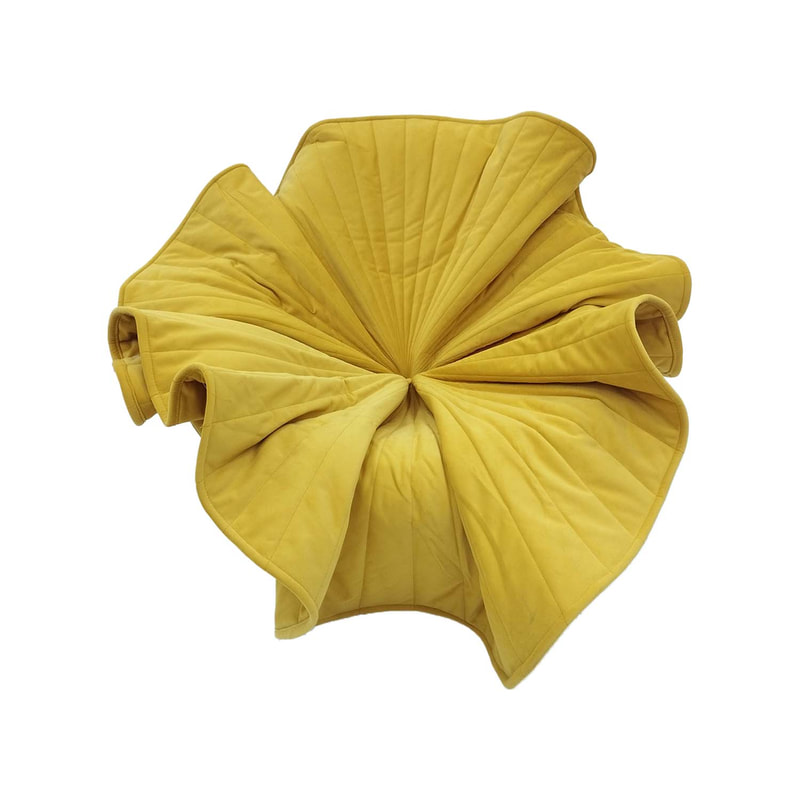 F-AC109-YL Bloom accent chair in yellow velvet with gold base