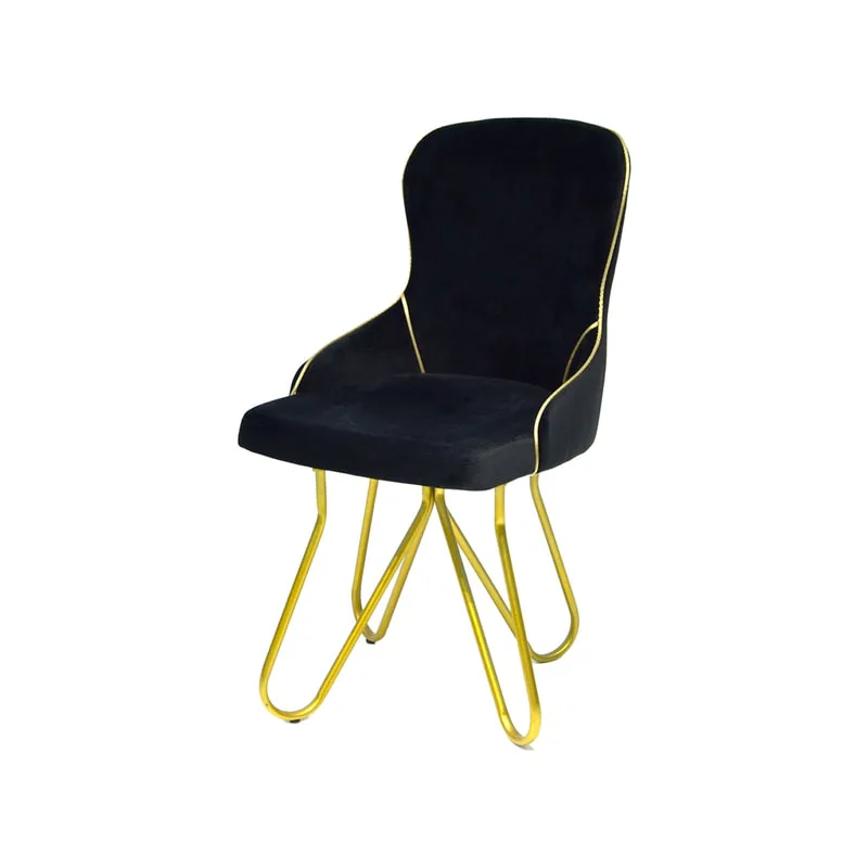 F-AC149-BL Adele accent chair in black velvet with gold swivel base