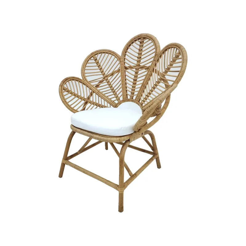 F-AC202-NT Bella accent chair with natural cane frame and white cotton seat pad