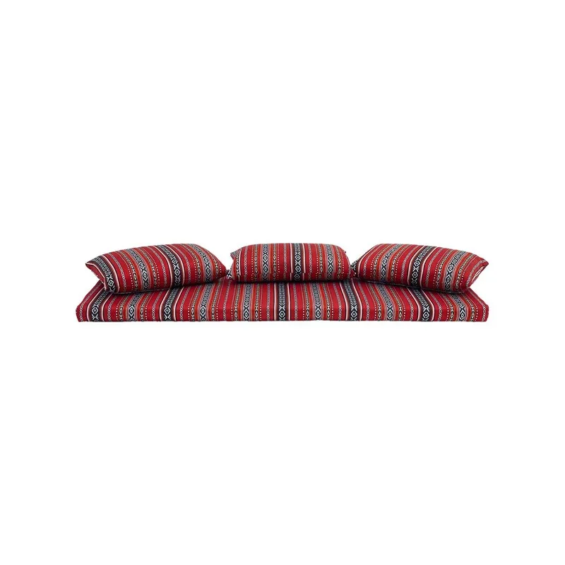 F-AK381-RE Type 1 Arabic seating set with one base cushions & three pillows in red fabric