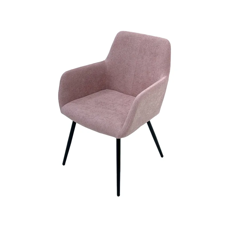 F-AR103-BP Lucas armchair in blush pink fabric with black legs