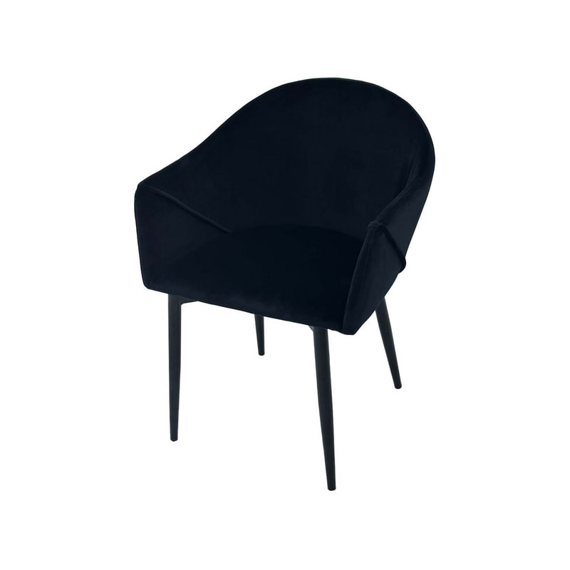 F-AR107-BL Boston armchair in black velvet with black metal legs​