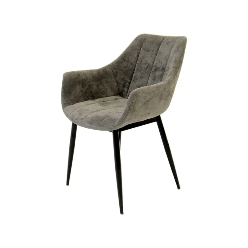 F-AR127-Garmchair in grey fabric with metal legs
