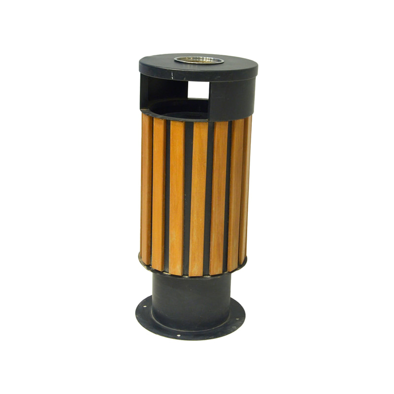 F-BI142-BB Type 2 Wooden bin in black & brown with a metal ashtray