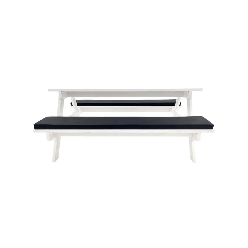 F-BK501-BL Type 1 Picnic bench in White. Seats 6-8 people with a combination of black seat pads 