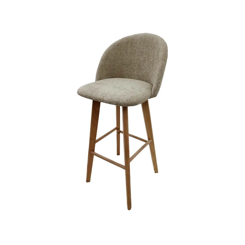 F-BS101-BE Franklin barstool in beige fabric with wooden legs