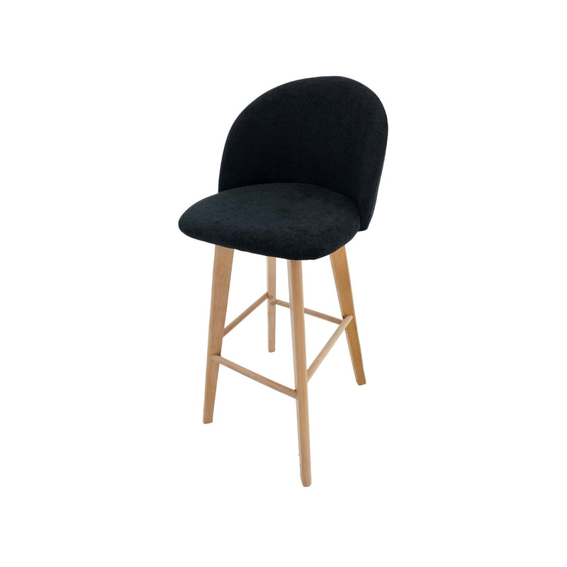 F-BS101-BE Franklin barstool in black fabric with wooden legs