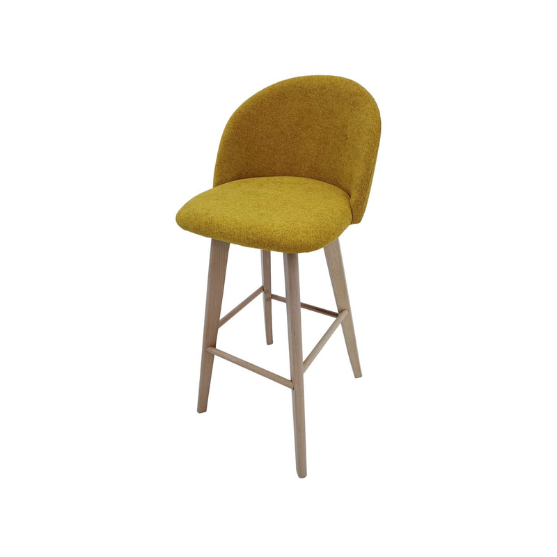 F-BS101-MY Franklin barstool in mustard yellow fabric with wooden legs