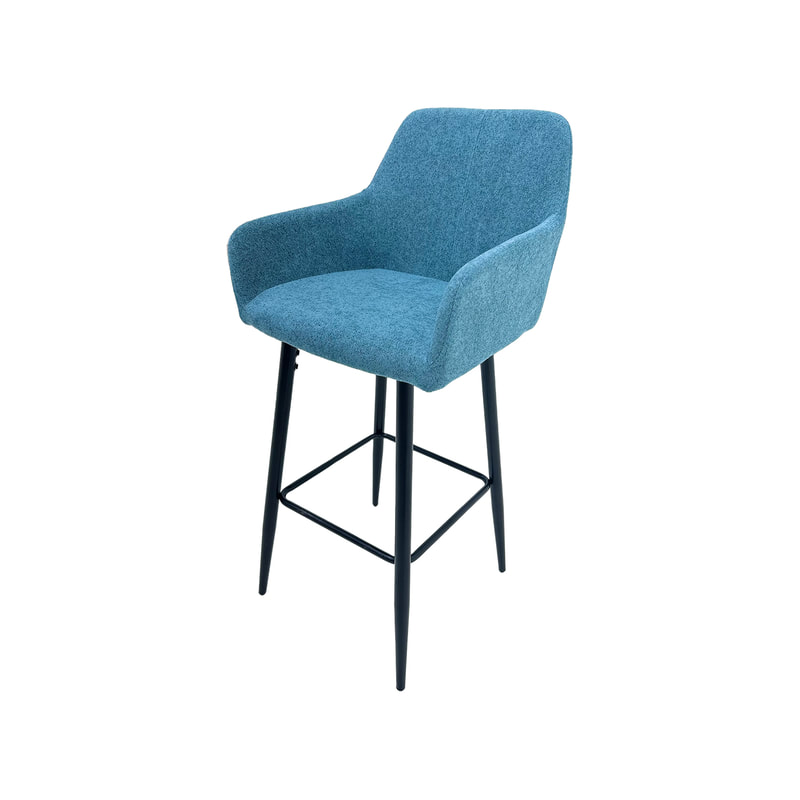 F-BS103-TL Lucas barstool in teal fabric with black legs
