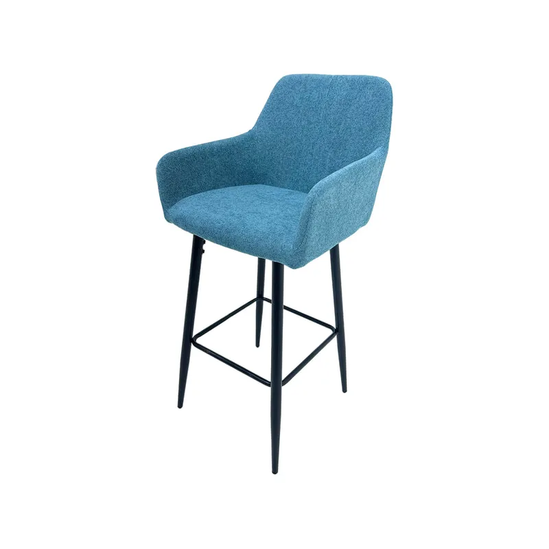 F-BS103-TL Lucas barstool in teal fabric with black legs