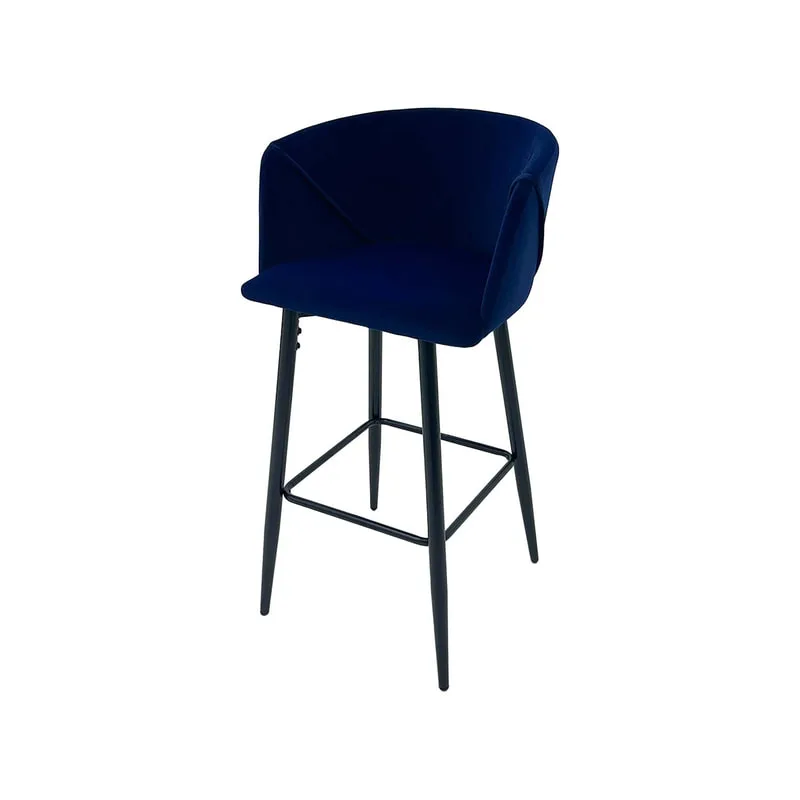 F-BS107-MB Boston barstool in midnight blue velvet with black metal legs​