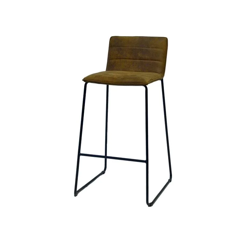 F-BS117-BR Clark barstool in brown suede fabric with black metal legs