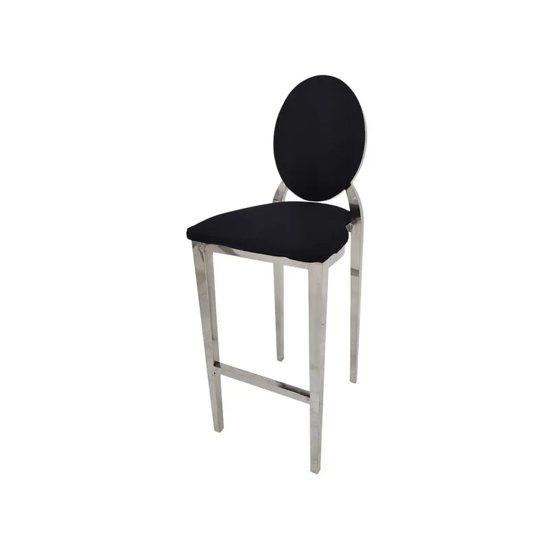 F-BS132-BL Silver Dior barstool in black fabric 