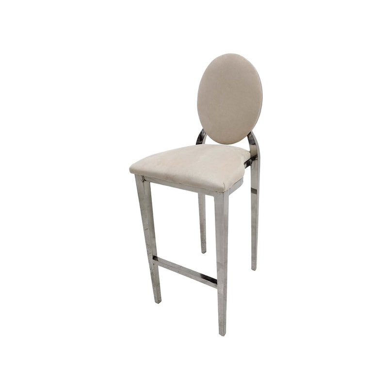 F-BS132-CR Silver Dior barstool in cream fabric