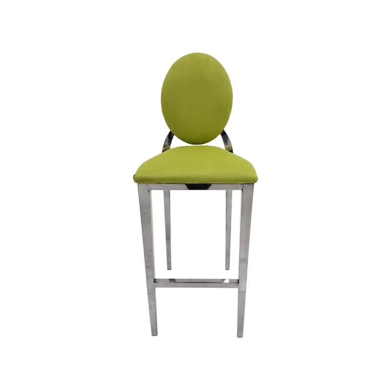 F-BS132-GL Silver Dior barstool in lime green fabric 