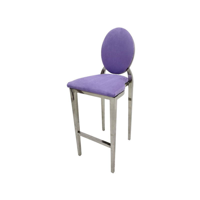 F-BS132-LL Silver Dior barstool in lilac fabric 