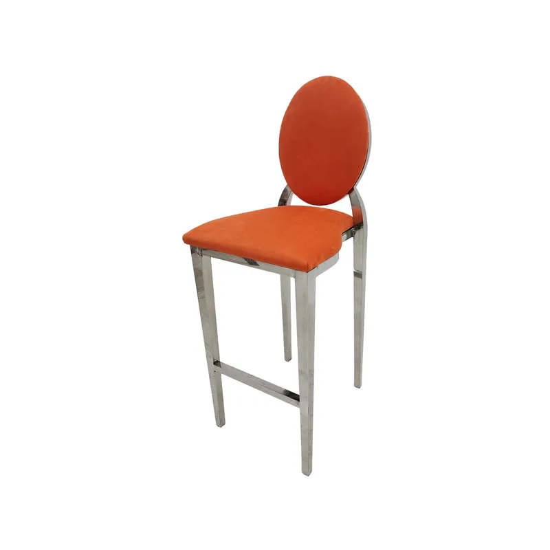 F-BS132-OR Silver Dior barstool in orange fabric 