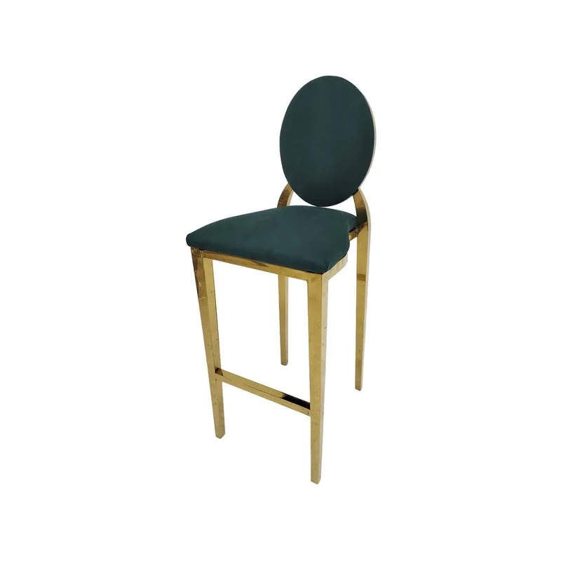 F-BS133-EG Gold Dior barstool with emerald green fabric seat covers