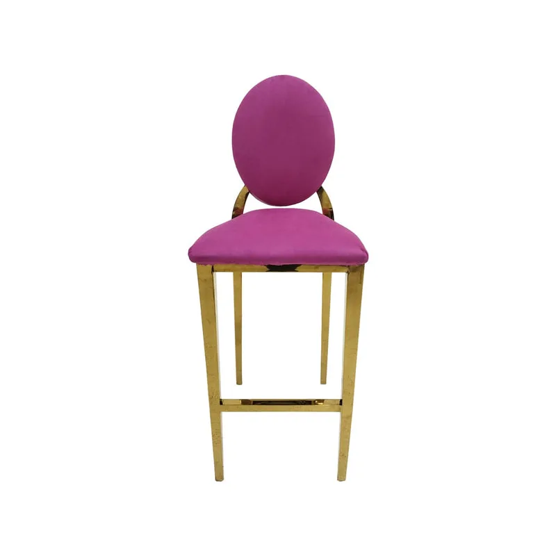 F-BS133-HP Gold Dior barstool in hot pink fabric