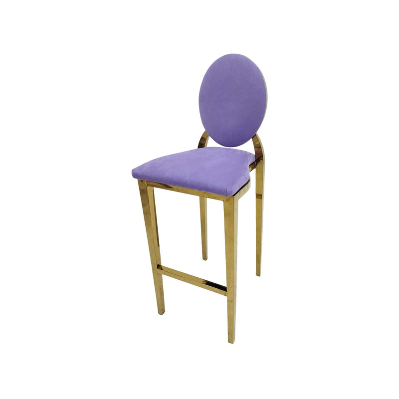 F-BS133-LL Gold Dior barstool in lilac fabric