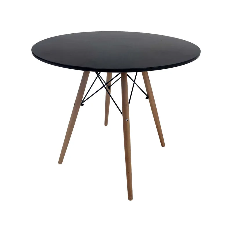 F-CF130-BL Eames cafe table with black top and wooden legs