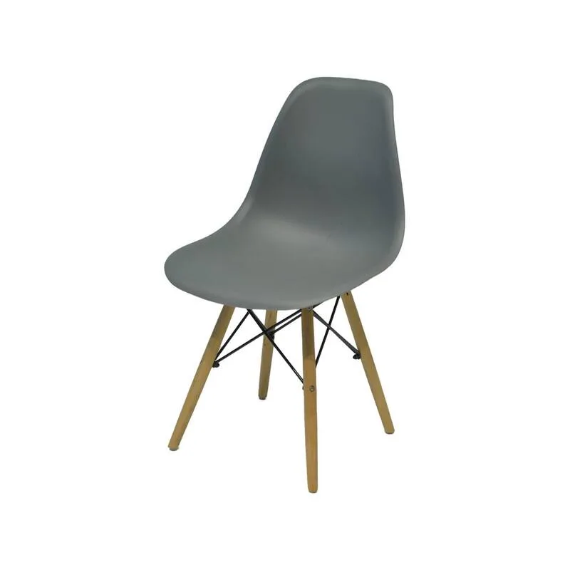 F-CH130-GY Eames chair in grey with wooden legs 