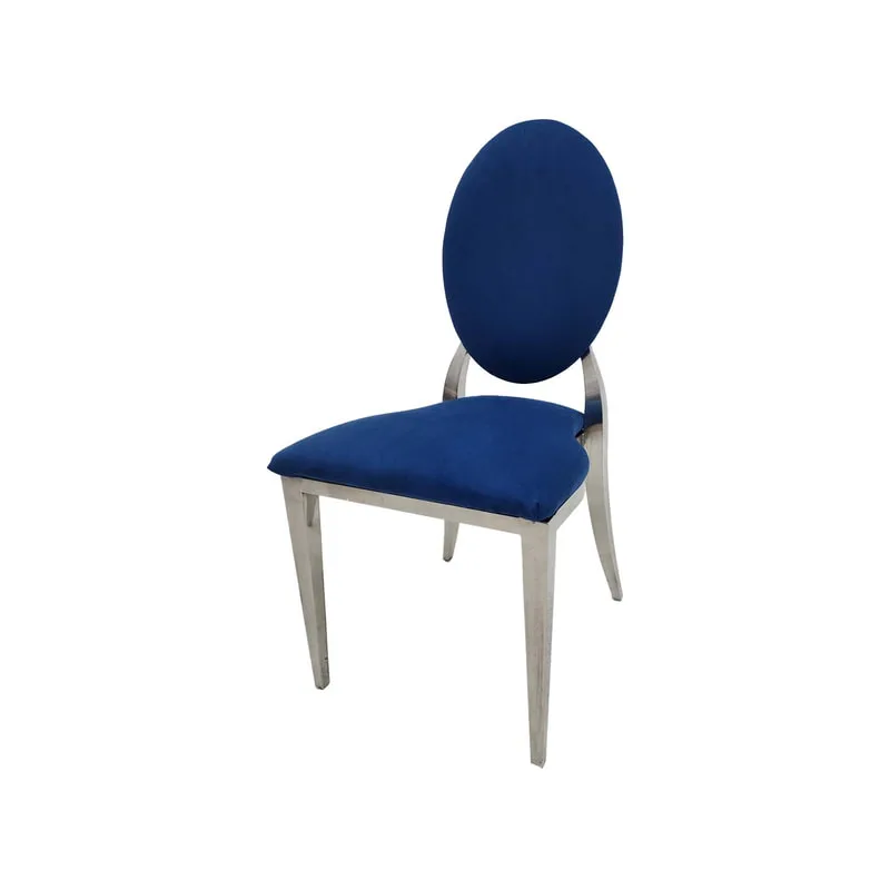 F-CH132-MB Silver Dior chair in Midnight Blue fabric