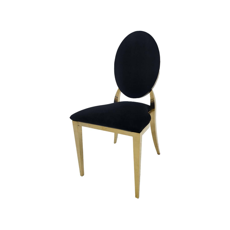 F-CH133-BL Gold Dior chair in Black fabric