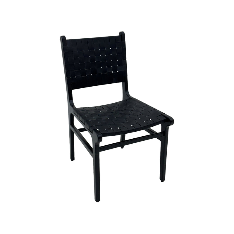 F-CH38-BL Baxter chair in black leather with black wooden frame
