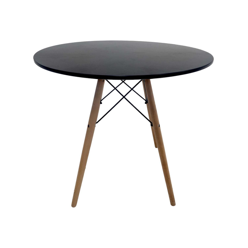 F-CT130-BL Eames coffee table in black with wooden legs