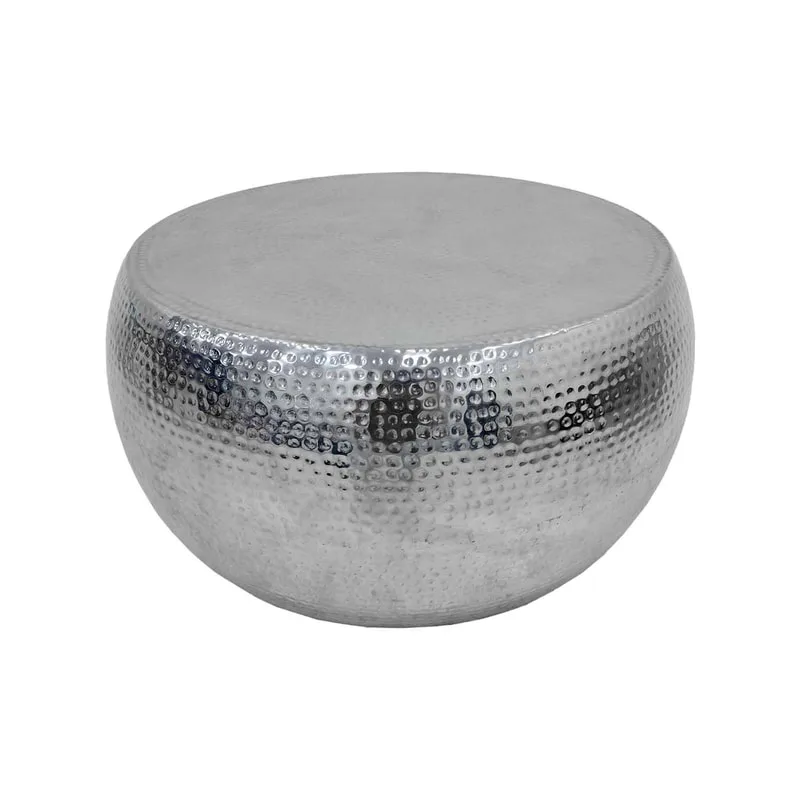 F-CT170-SI Lavie coffee table round in silvered brass finish 