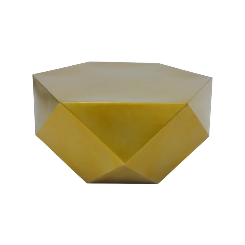 F-CT173-CG Maison geometric metal coffee table in champagne gold