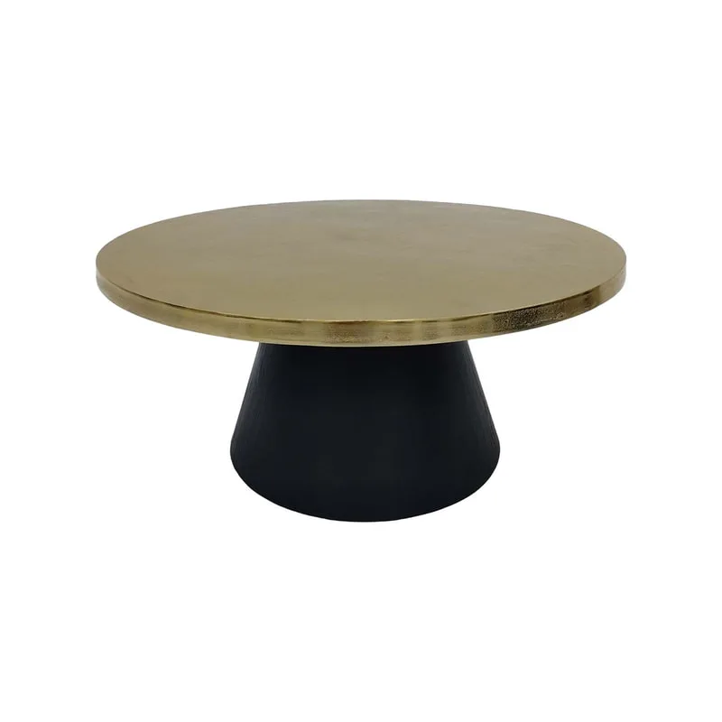 F-CT175-BG Hamra round coffee table with champagne gold top and black base 