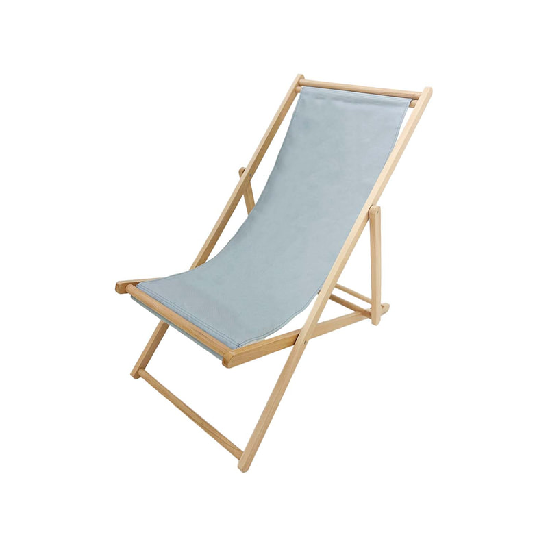 F-DC101-GY Malibu deck chair in grey fabric with natural wooden frame