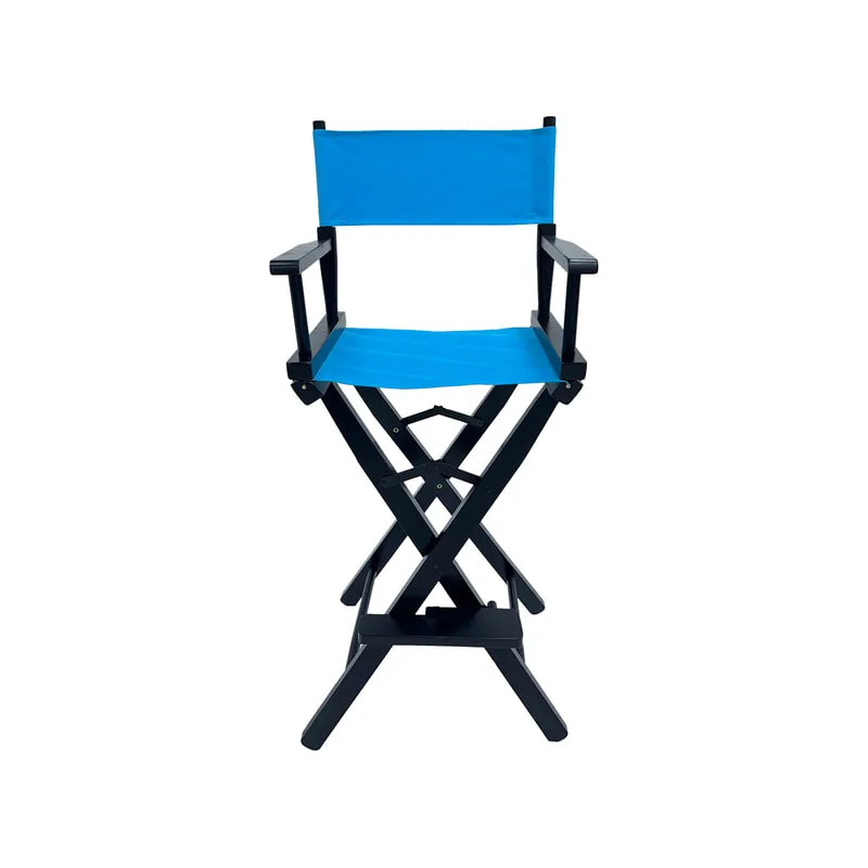 F-DR104-SB Kubrick director's high chair in sky blue fabric with black wooden frame 