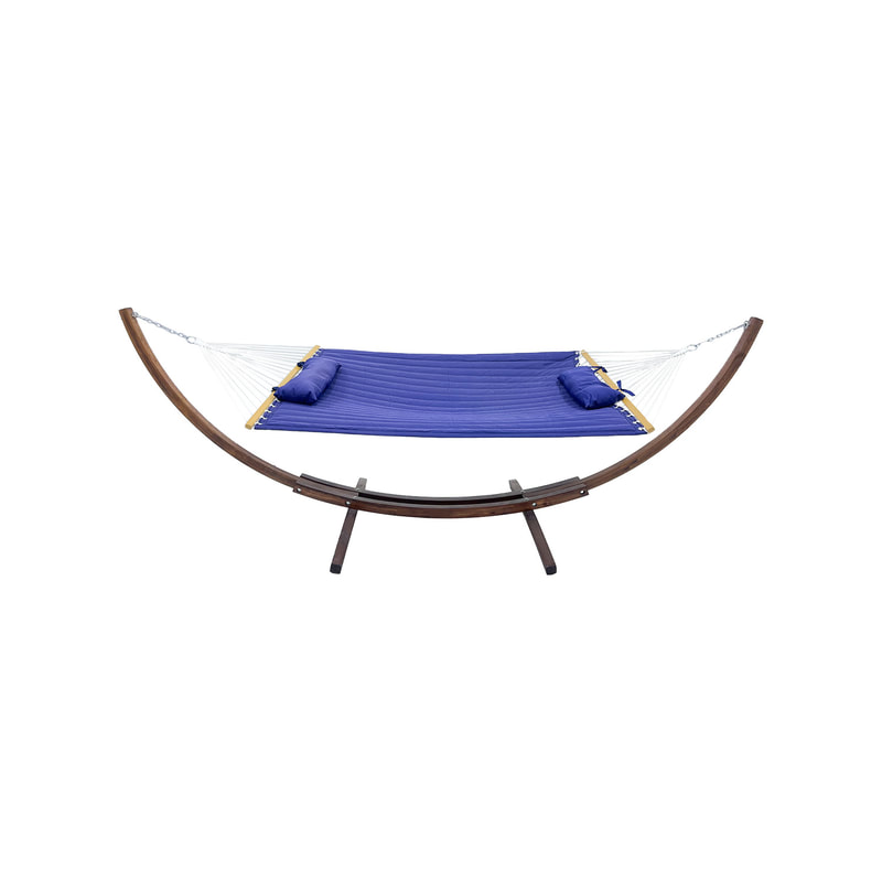 F-HM901-BU Natural wood Hammock with swing in blue fabric