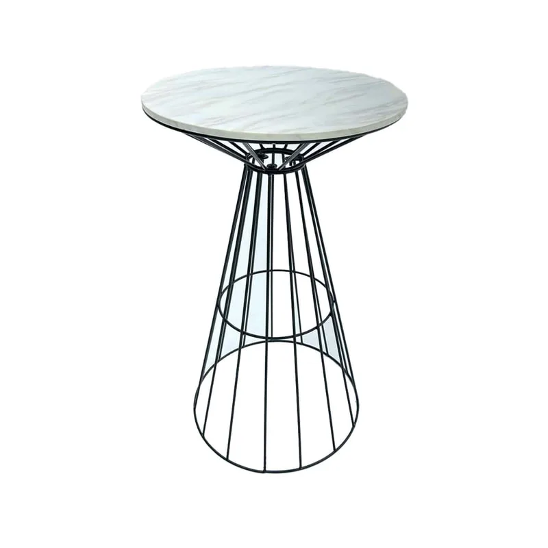 F-HT118-BW Turin high table in white marble top with black wire frame
