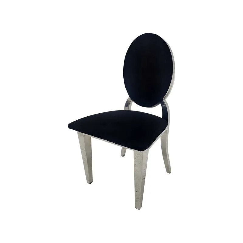 F-KC132-BL Kids silver Dior chair in black fabric with silver plated frame