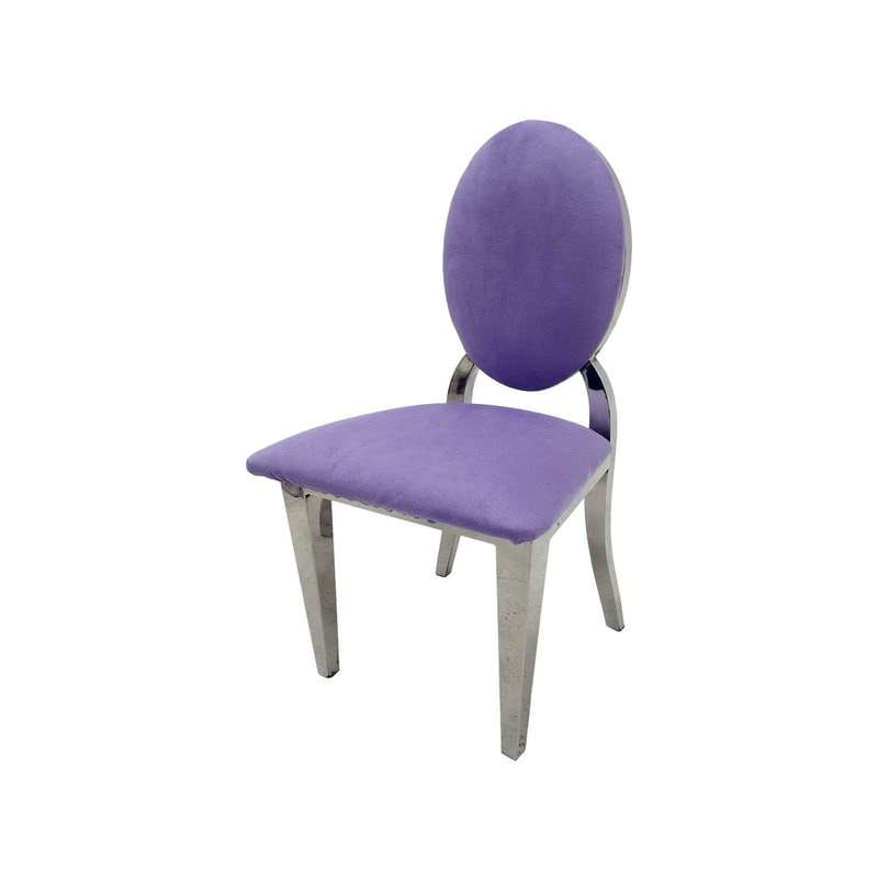 F-KC132-LL Kids silver Dior chair in lilac fabric with silver plated frame