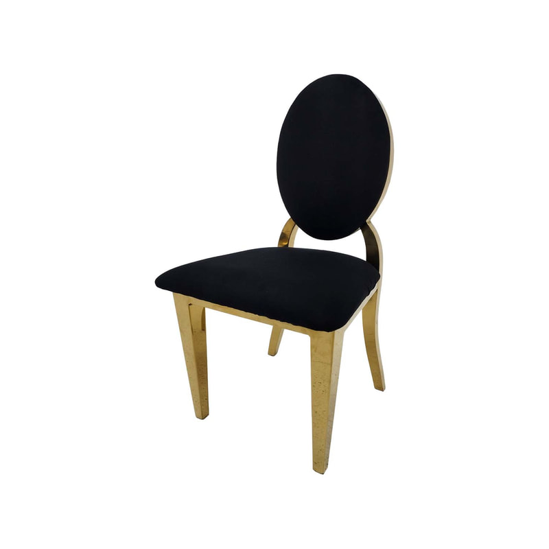 F-KC133-BL Kids gold Dior chair in black fabric with gold plated frame