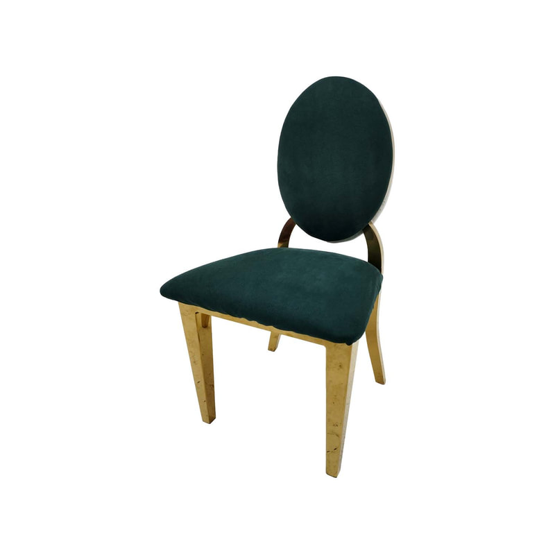 F-KC133-EG Kids gold Dior chair in emerald green fabric with gold plated frame