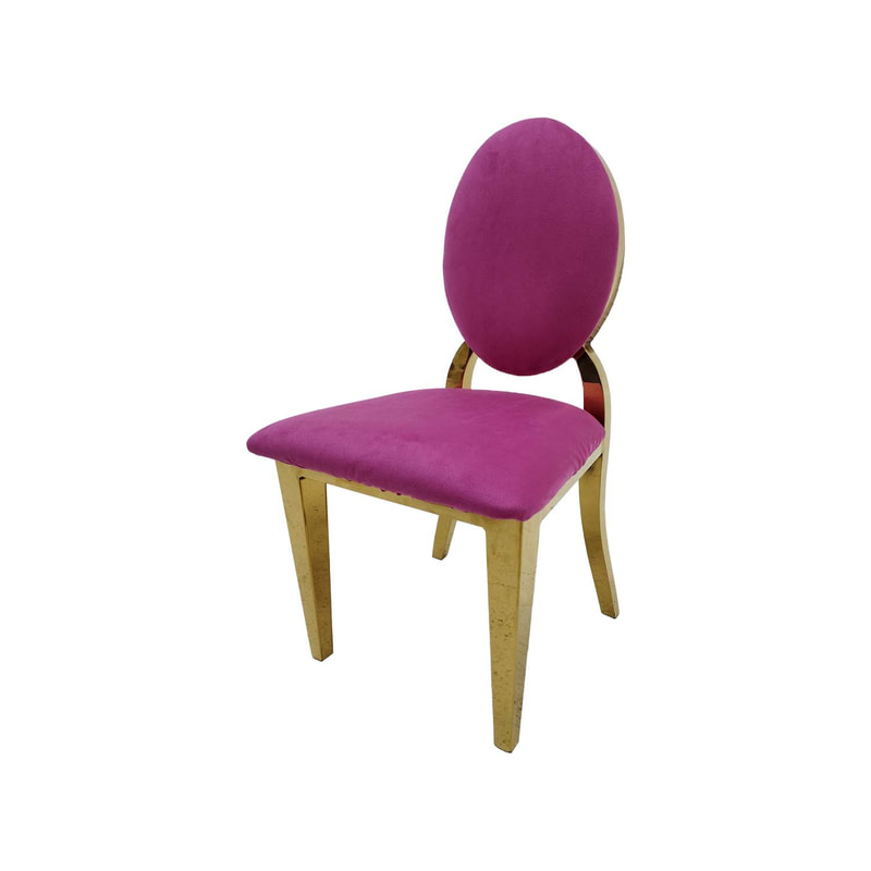 F-KC133-HP Kids gold Dior chair in hot pink fabric with gold plated frame