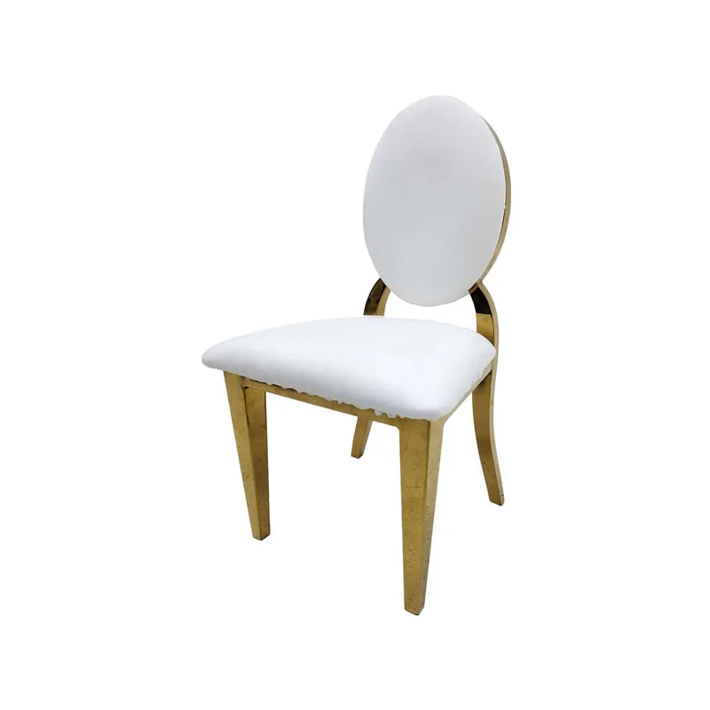 F-KC133-WH Kids gold Dior chair with white leatherette seat pads