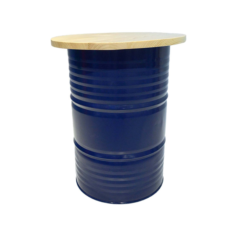 F-OL505-DB Arki high table in dark blue with a light wooden top