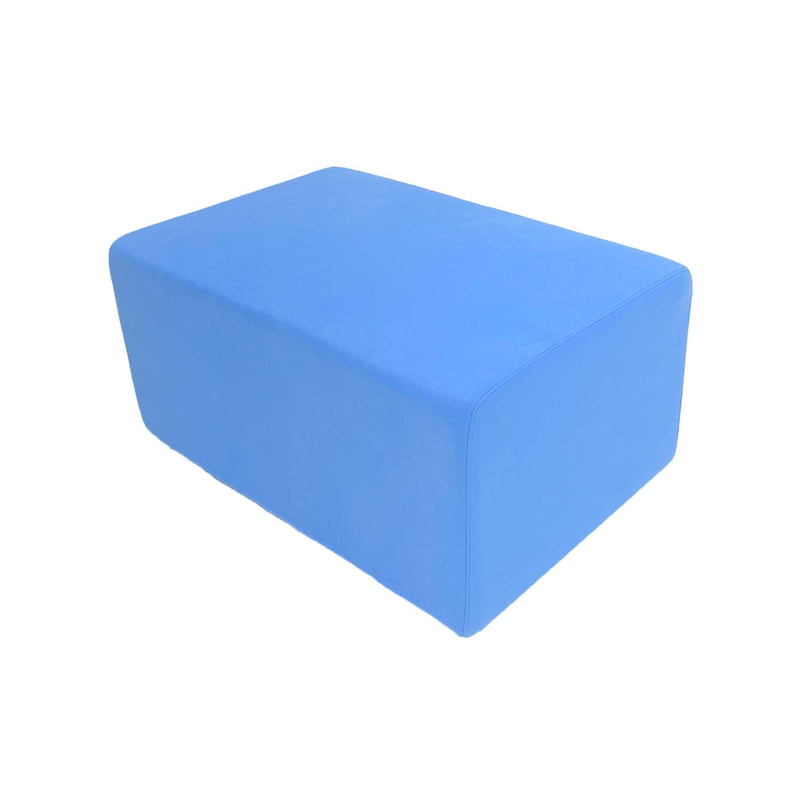 F-OT101-LB Endless Lounge Ottoman Type A in light blue suede