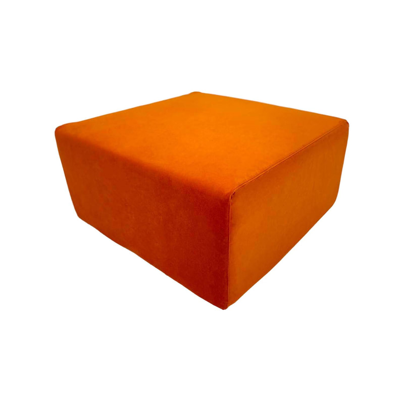 F-OT102-PO Endless Lounge Ottoman Type B in pumpkin orange velvet