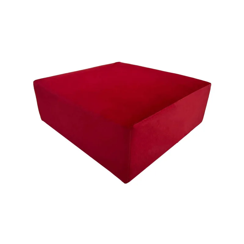 F-OT104-DR Endless Lounge Ottoman Type D in dark red velvet